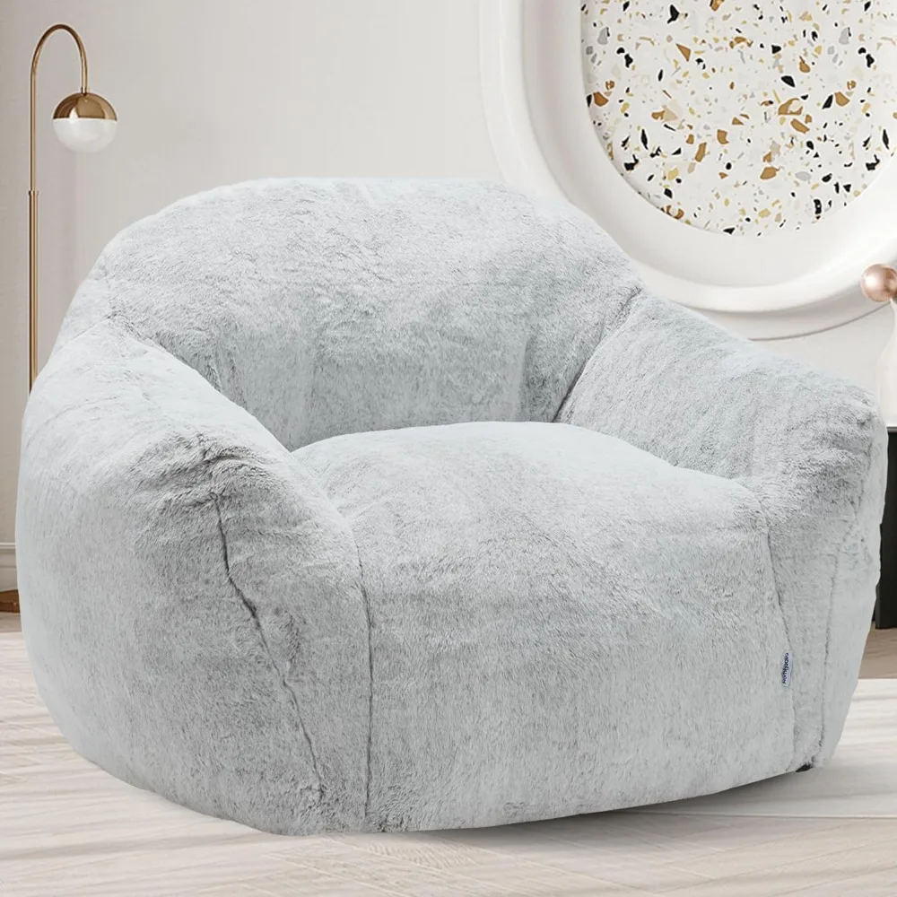 

Plush Lazy Sofa Comfy Chair,Large BeanBag Chair for Adults in Livingroom,Bedroom (Light Grey)