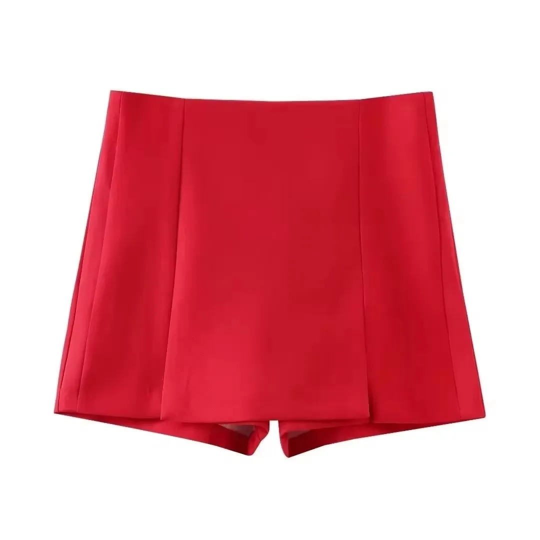HH Summer Women Shorts Skirts Elegant Solid Zipper Fly High Waist Slim Slit Shorts Female Fashion Streetwear Short Pant