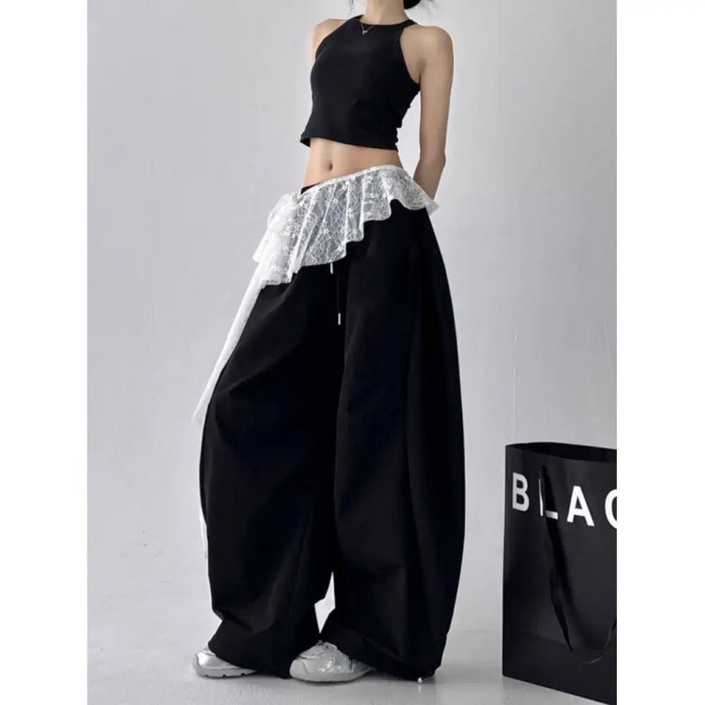 Embroidered Floral Lace High-Waist Mini Skirt with Ruched Irregular Hem