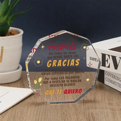 Personalized Spanish Mother's Day Acrylic Plaque with Heartfelt Message (WHITE)