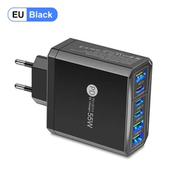 High - Speed 55W USB Travel Charger with Fast Charging Technology - EU Black Plug
