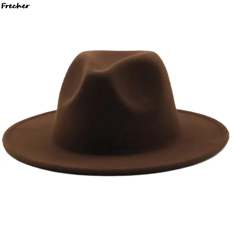 brown fedora Fashion Winter Autumn Wool Men Women Felt Fedora Hat Panama Western Cowboy Cowgirl Cap Jazz hat Sun Hat Toca Sombrero Cap Hombre red bottom fedora Fedoras