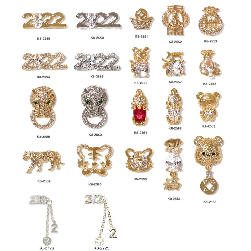 

2022 Year of The Zircon 3D Luxury Art Charm Rhinestones Fashion Alloy DIY Manicure Decoration