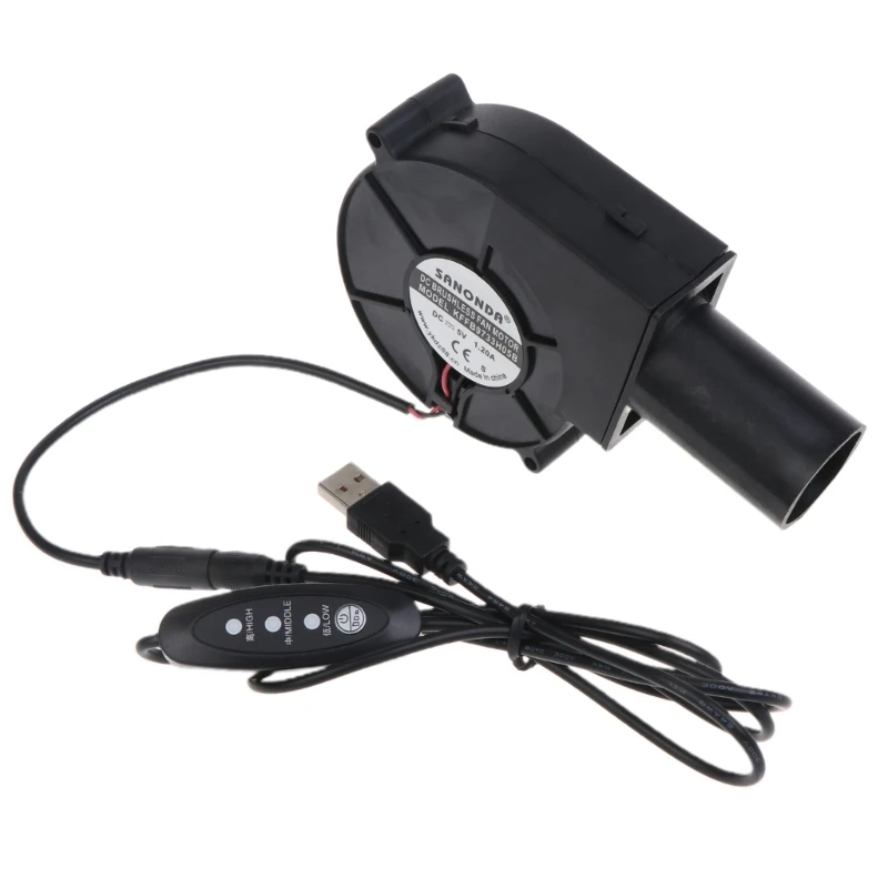 

BBQ Fan Handheld Air Blower USB 5V 3 Speed Adjustable 3000RPM Fan with Switch E7CB