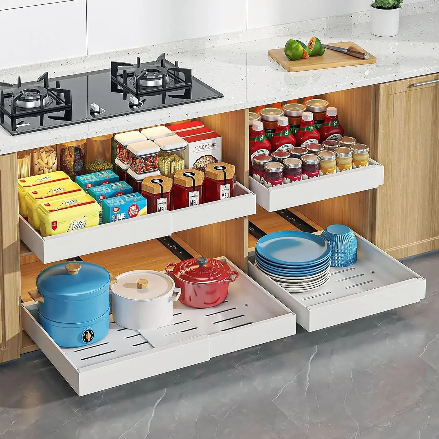 1-2PCS Kitchen Storage Rack Pull Out Cabinet Organizer No Punch Expandable Slide Out Drawers for Kitchen Cabinet,Pantry,Bathroom 1-2PCS Kitchen Storage Rack Pull Out Cabinet Organizer No Punch Expandable Slide Out Drawers for Kitchen Cabinet,Pantry,Bathroom