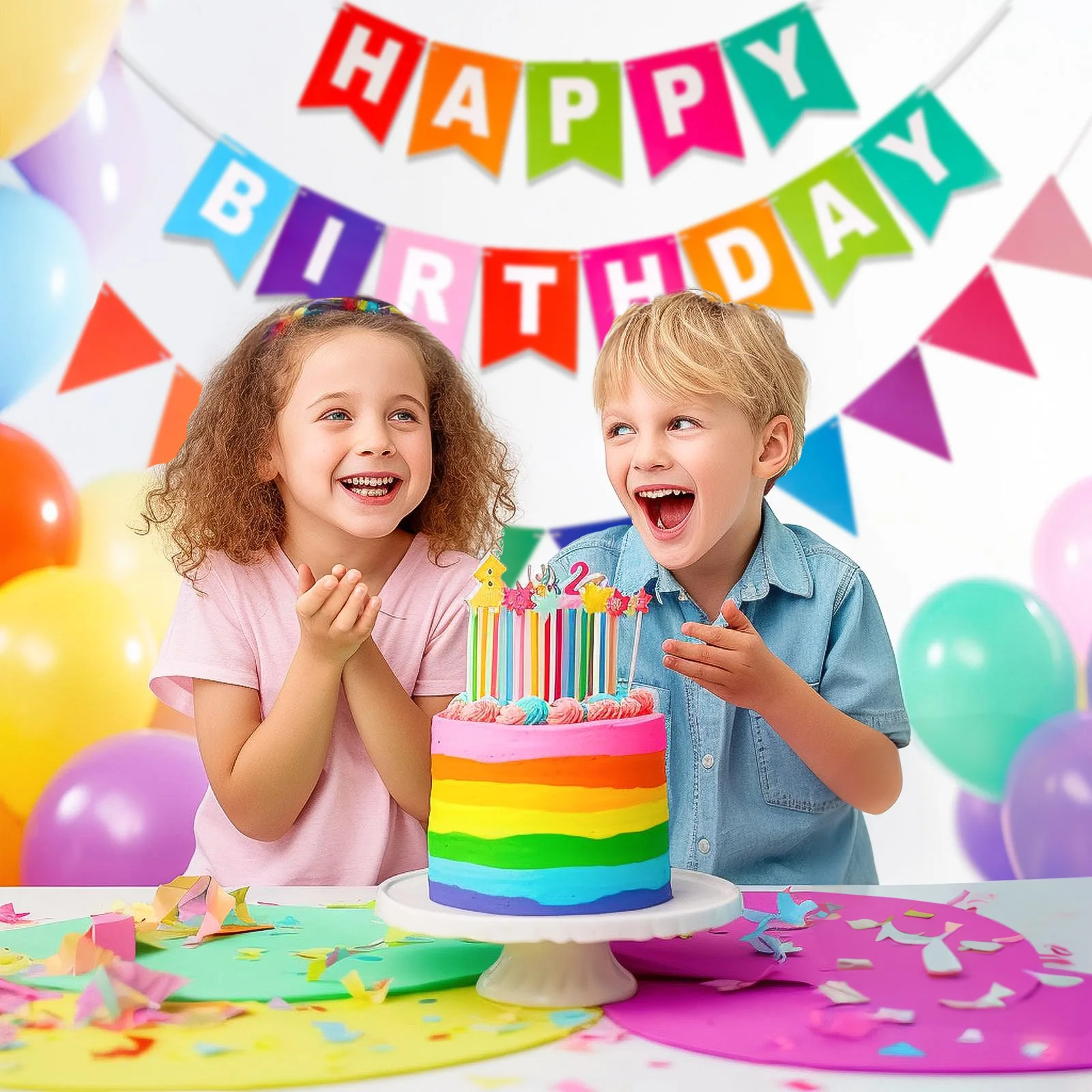 Birthday Banner Party Decorations Bunting Banner Happy Birthday Baby Garland Flag For Baby Shower Party