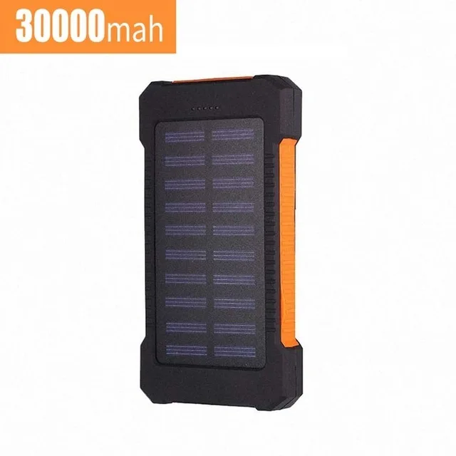 30000mAh Solar Fast Charging Power Bank Portable Waterproof External Battery with Flashlight for Outdoor traveling Xiaomi iPhone best power bank for iphone Power Bank