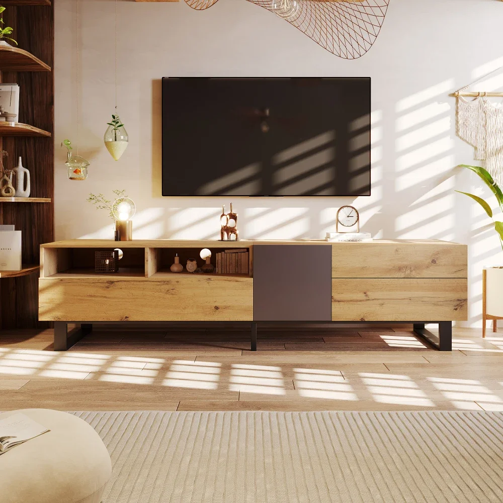 Moderner TV-Ständer aus schwarzem Holz – geräumiger Stauraum und robuste Konstruktion | Ideal für Wohnzimmer, langlebige Wohnmöbel – Detail 25