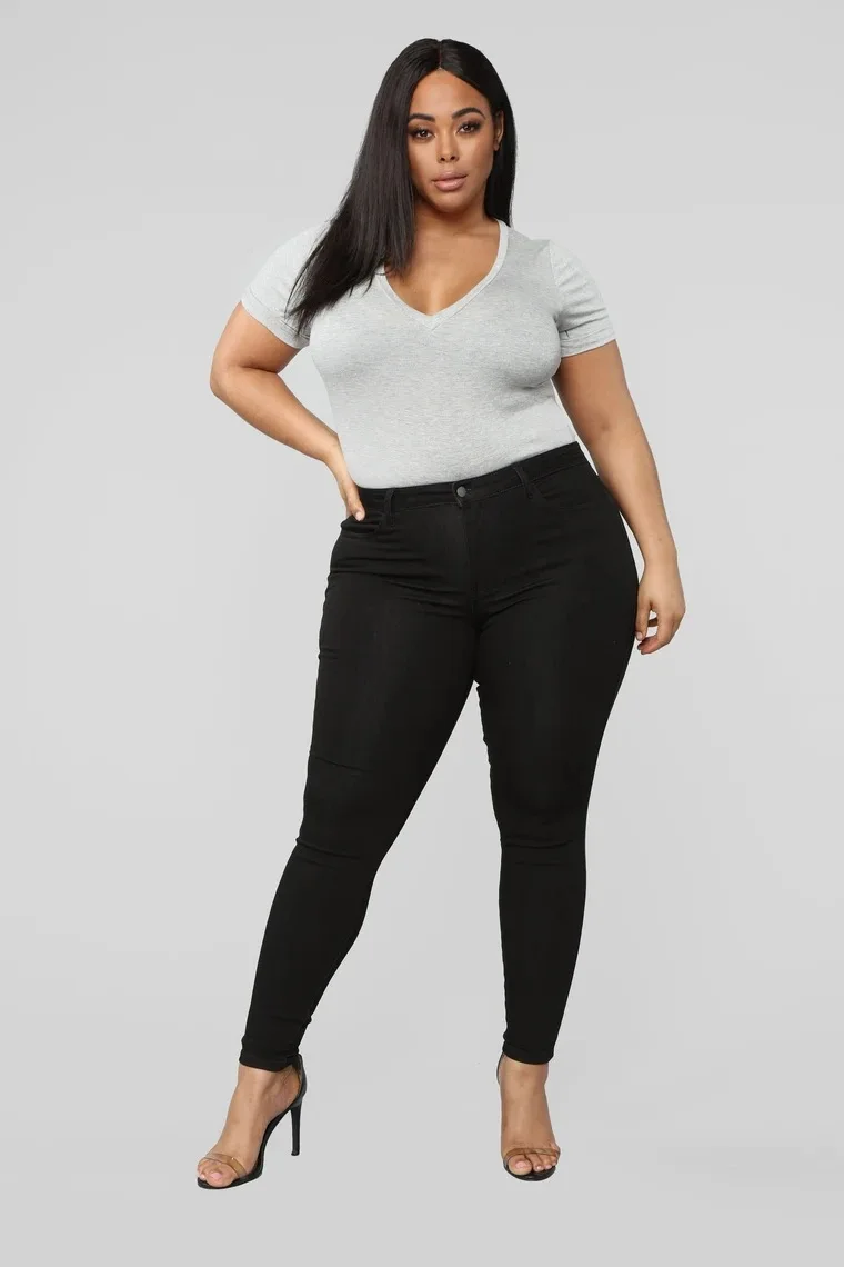 Plus Size Skinny 5xl Jean For Women High Waist Stretchy Denim Trouser Lady Fashion Pencil Pants 2023 Spring Outfits Wholesale