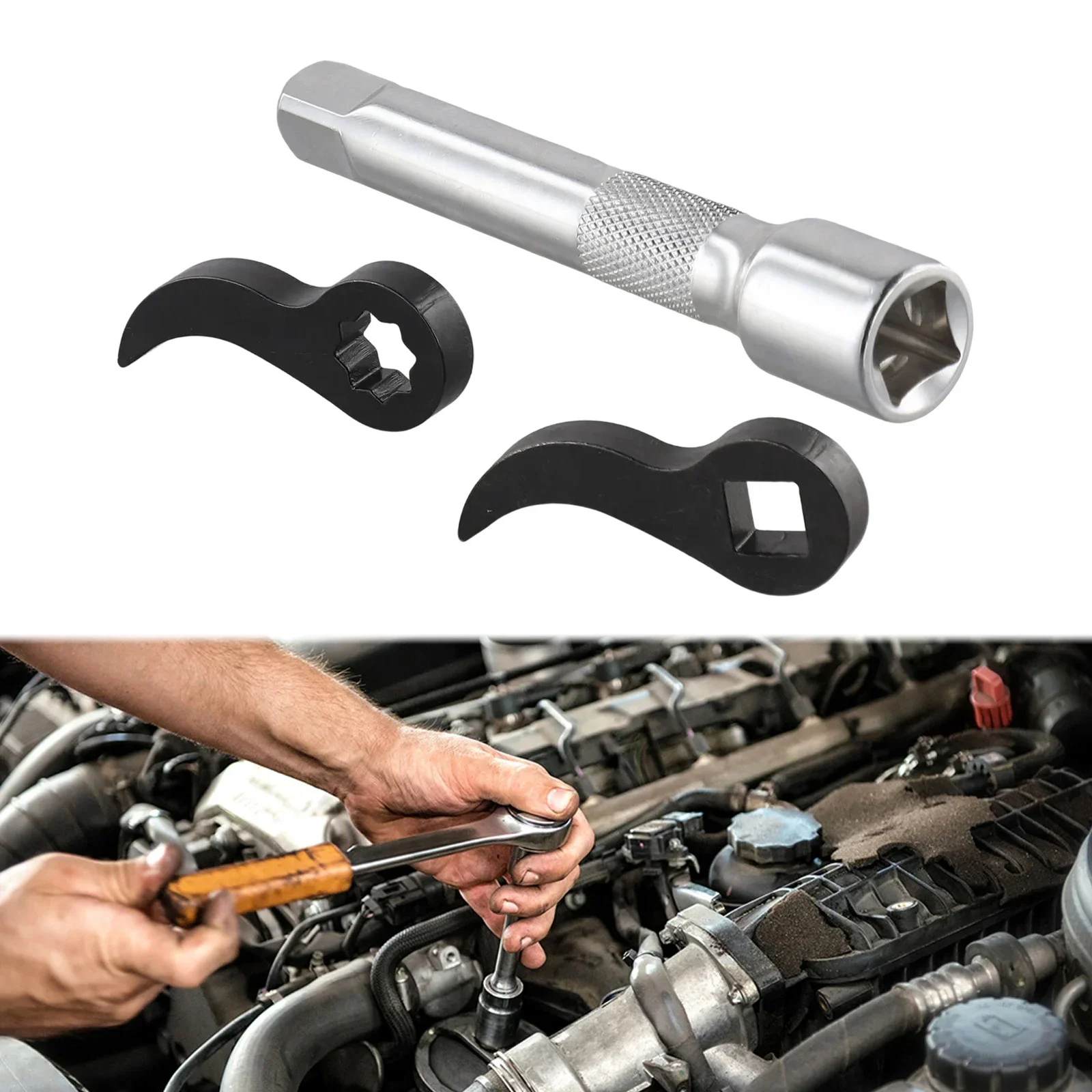 3 Pcs Pry Bar Wrench Adapter 1/2" Or 1/4" Pry Bar Wrench Adaptor Head Alloy Steel With Extension Alloy Steel Car Repair Tool