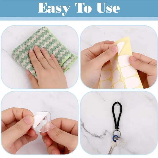 Mini crochets muraux transparents auto-adhésifs, 50/10 pièces, crochet de décoration murale, organisateur de rangement pour la maison, la cuisine et la salle de bains 5
