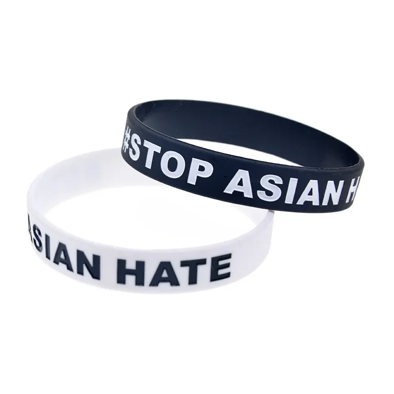 1 Stück Anti-Hass-Armband aus Silikon: Gegen Vorurteile, für Gleichheit, Souvenir-Gummiarmband in Schwarz und Weiß – Detail 4