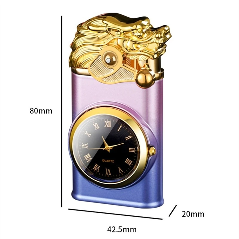 New Gradual Dragon Watch Rocker Arm Lighter Windproof Dual Fire Jet Inflatable Butane Flame Dragon Eagle Head Lighter Men's Gift
