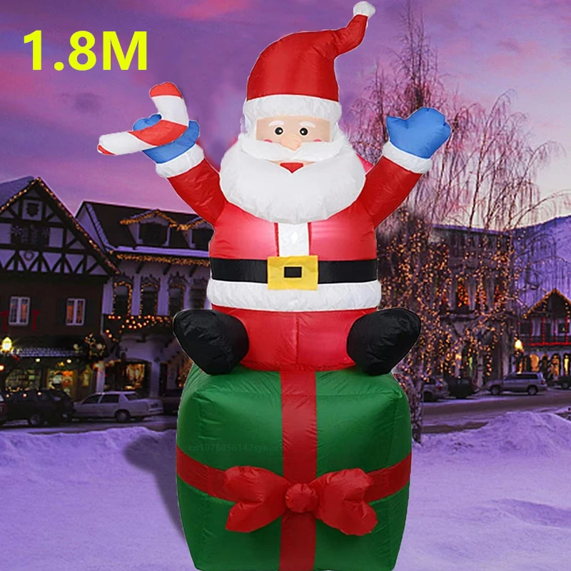 1.8M inflatable Santa Claus sitting gift with LED light outdoor decoration for Christmas and New Year party inflatable decoration toy inflatable decoration inflatable toy