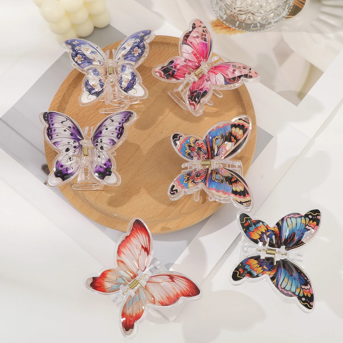 French Retro Butterfly Hair Clips Back of the Head Hair Claws Sweet Coiled Hairpin Women Lady Girl Headwear Hair Styling Tools