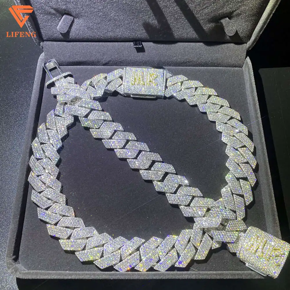 

Lifeng Jewelry 24mm Vvs Moissanite Cuban Link Chain Ice Custom Diamond Silver Miami Cuban Chain Necklace for Men