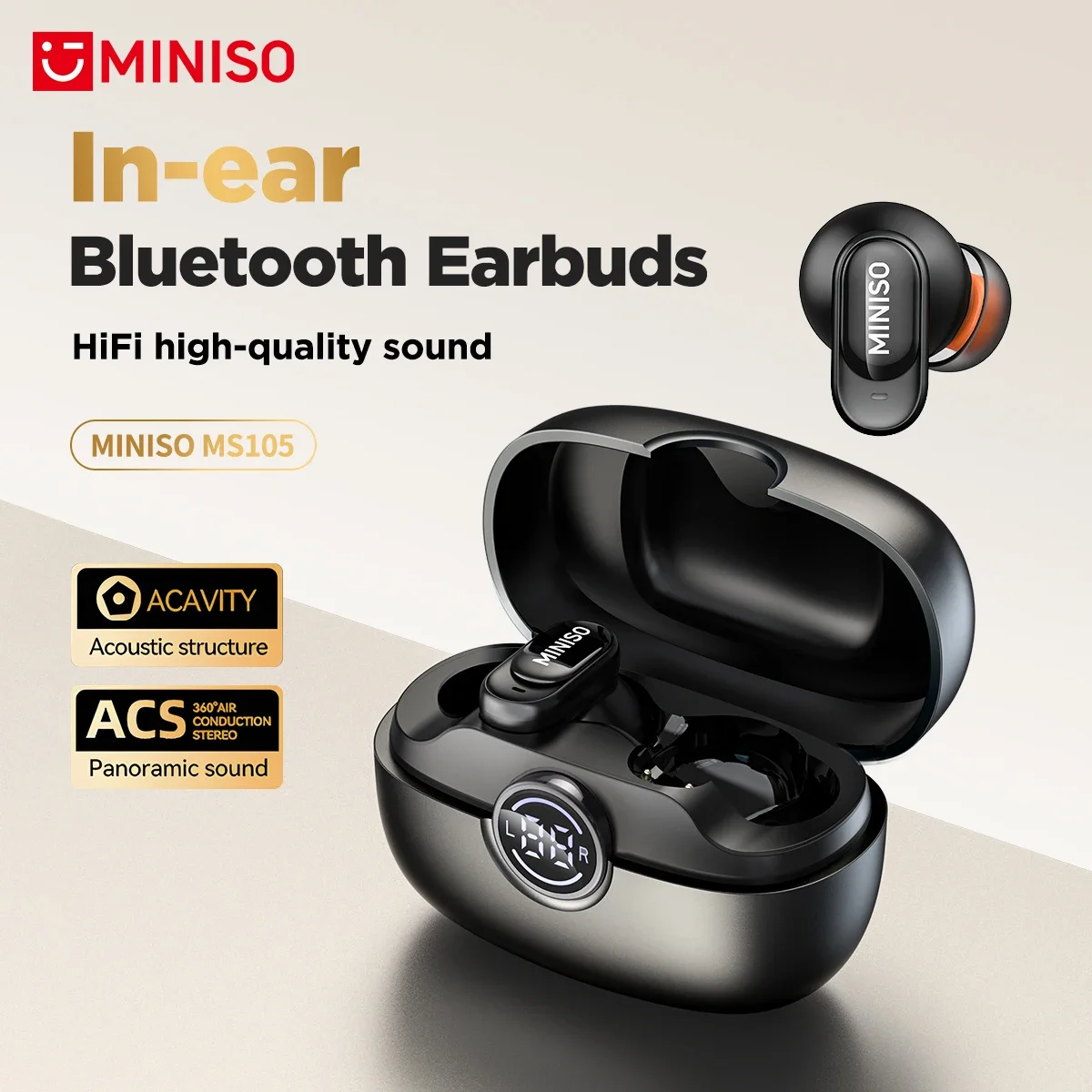 MINISO MS105 Bluetooth Earphone In-Ear Earbuds Soft Earbuds Wireless Headphones Waterproof IPX5 1