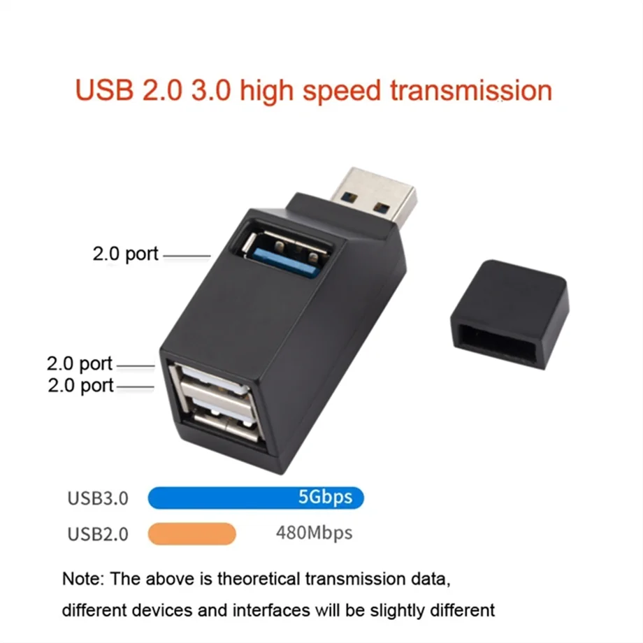 USB Hub USB 3.0 Hub Portable 3 Ports Fast Data Transfer USB Splitter for Computer Laptop Docking Station 2.0 Hub Adapter PC Accessories