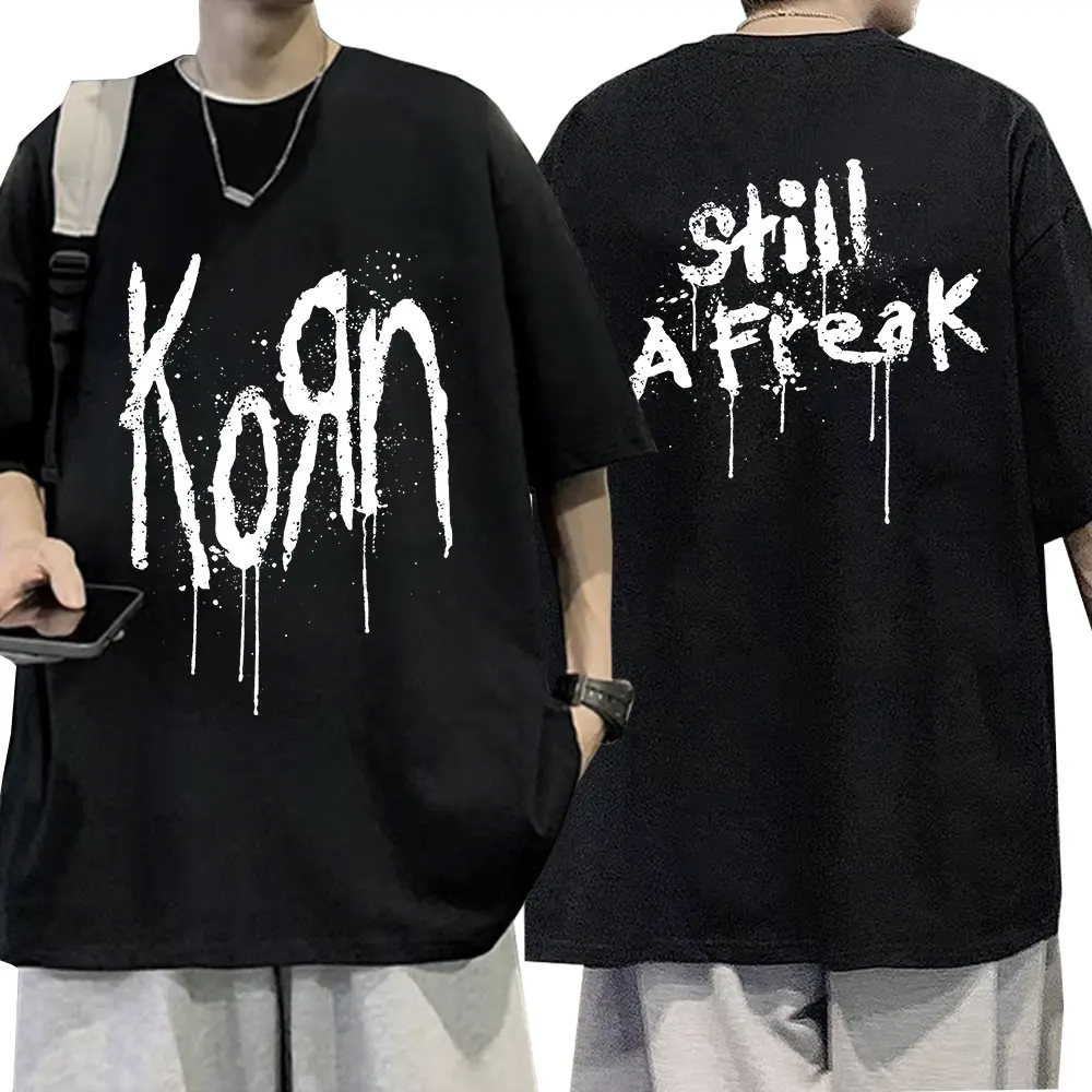 

Korn Music Concert Rock Band WORLD TOUR T Shirt Men's Vintage Metal Gothic Oversized T-shirt Streetwear Short Sleeve T Shirts