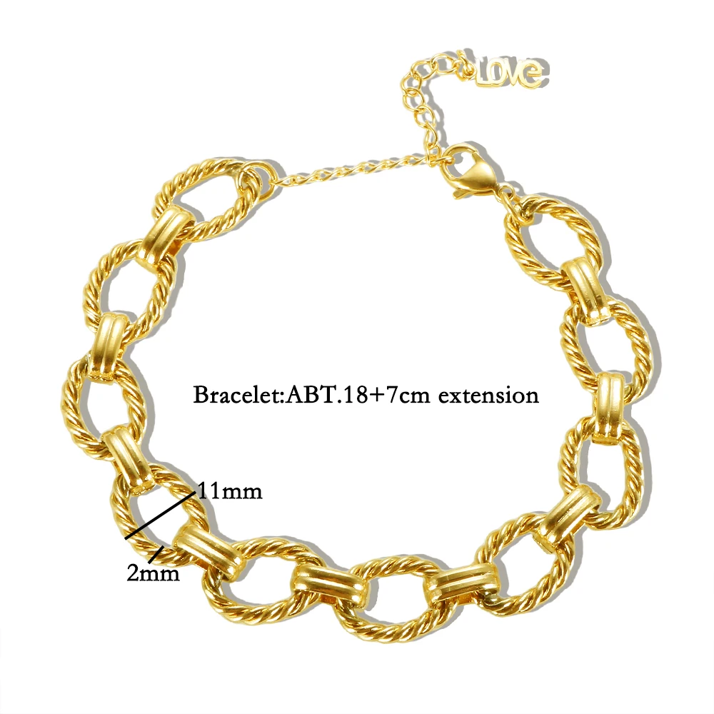 Heißer Verkauf Schmuck-Set Miami Curb Halskette Armband Ohrringe Für Frauen Edelstahl Cuban Link Kette Männer Liebhaber Schmuck Geschenk – Detail 4