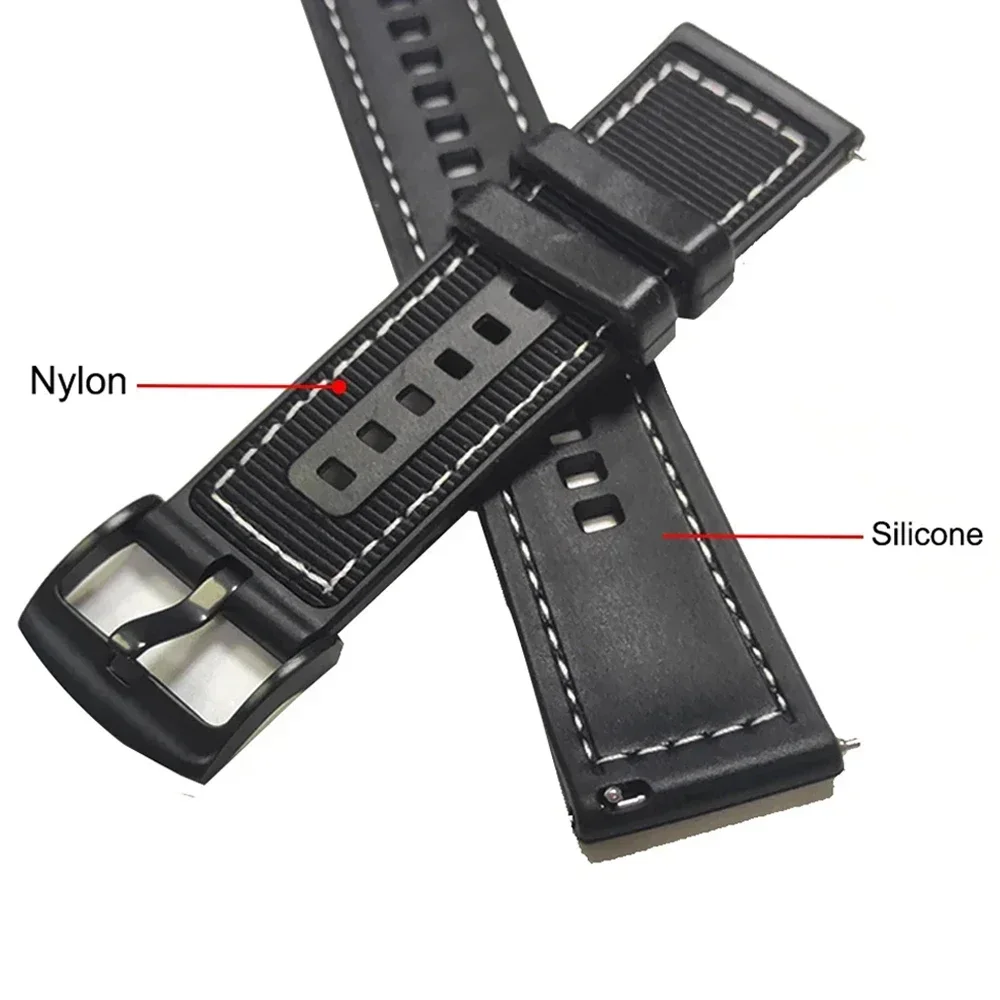 Versatile 22mm Nylon Silicone Watch Strap Bracelet