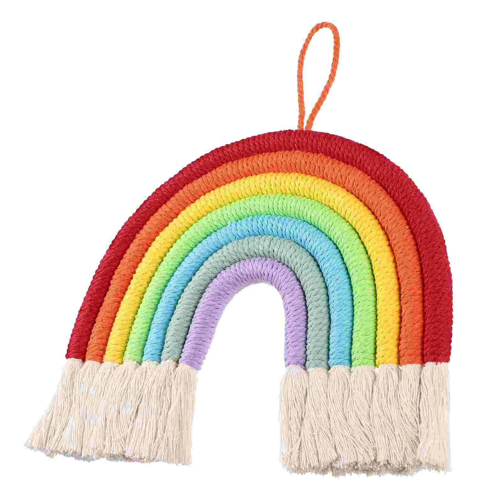 

Macrame Wall Hanging Rainbow Decoration Tapestry Tassel Handmade Cotton Rope with Tassels