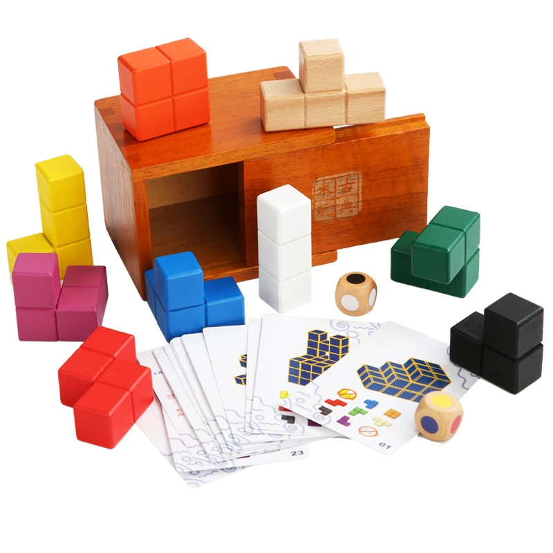 Montessori Educational Toys For Adults and Kids Brain Challenges IQ Test 3D Wooden Cube Block Puzzle Box Rompecabezas De Ingenio 4