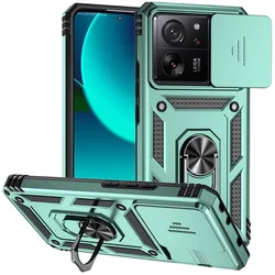 Magnetic Ring Holder Armor Shockproof Case with Lens Protection - Universal Fit for Xiaomi and Redmi Phones (Green)