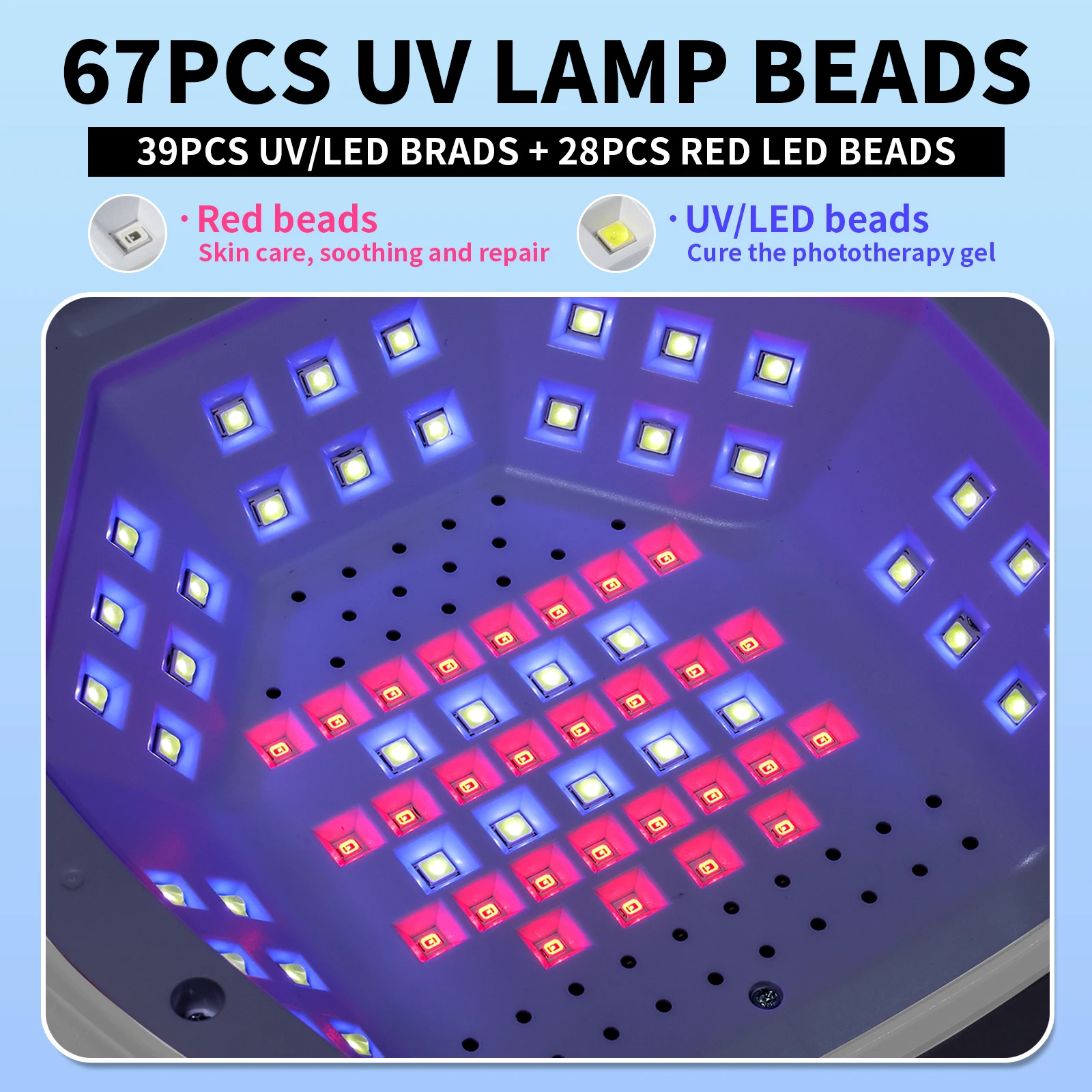 전문가용 UV LED 네일 아트 램프 67LED 네일 건조기, 4가지 타이머 및 자동 센서 건조등 포함, 젤 네일 폴리쉬 경화 도구