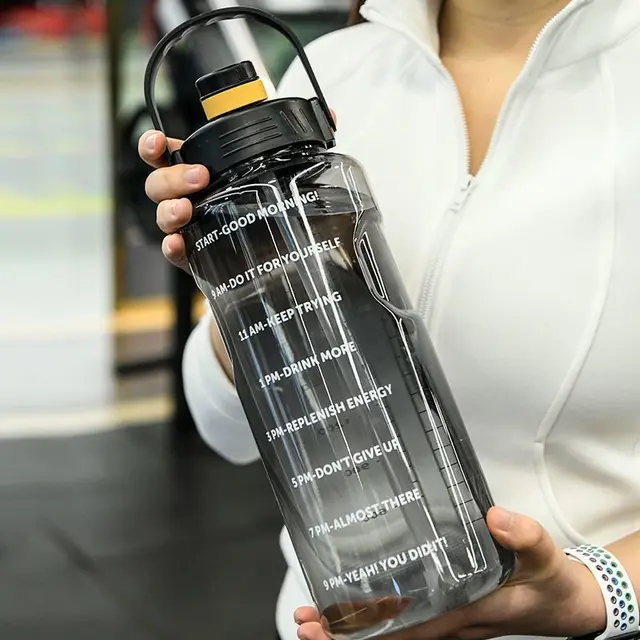 1.5 L/2L/3L Bottled Large Capacity Sports Water Cup Leak-proof With Time Marker And Straw Plastic For Home Outdoor Sports 1.5 L/2L/3L Bottled Large Capacity Sports Water Cup Leak-proof With Time Marker And Straw Plastic For Home Outdoor Sports