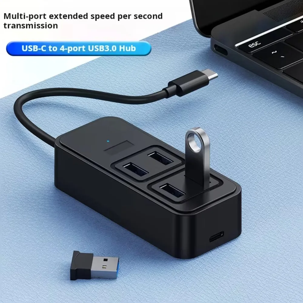High-Speed USB-C to 4-Port USB 3.0 Hub with Power Supply