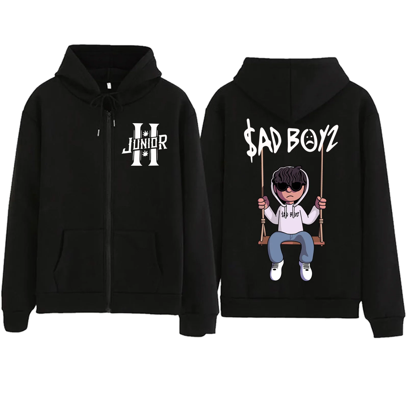 

Junior H Sad Boyz Zipper Hoodie Harajuku Pullover Tops Sweatshirt Streetwear Fans Gift Unisex