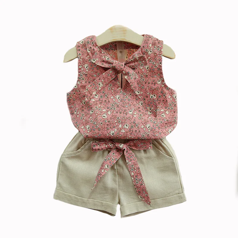 Girls Clothing Sets Summer Cotton Vest Two-piece Sleeveless Children Sets Casual Fashion Girls Clothes Suit
