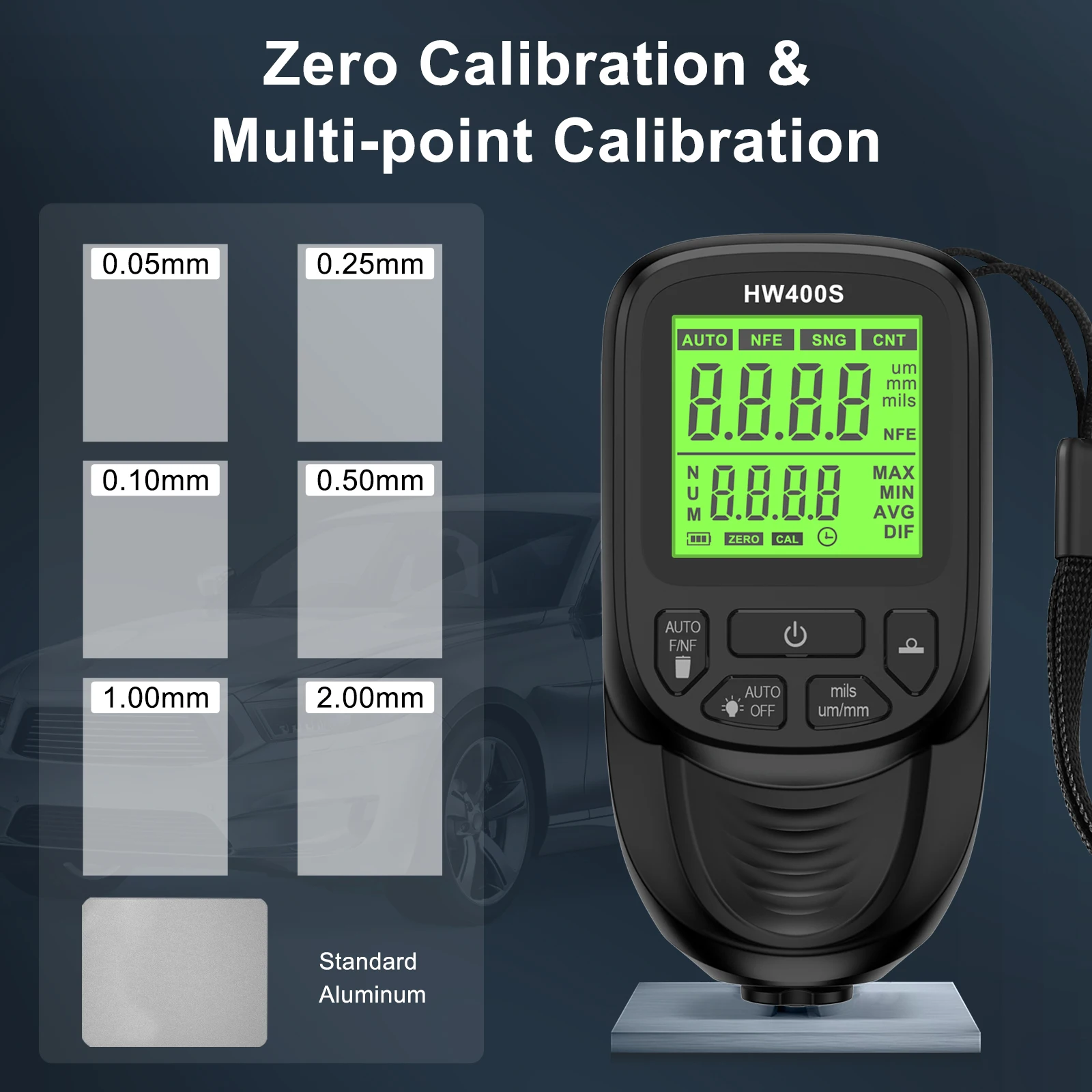 HW400S Car Coating Thickness Gauge 0-2000UM