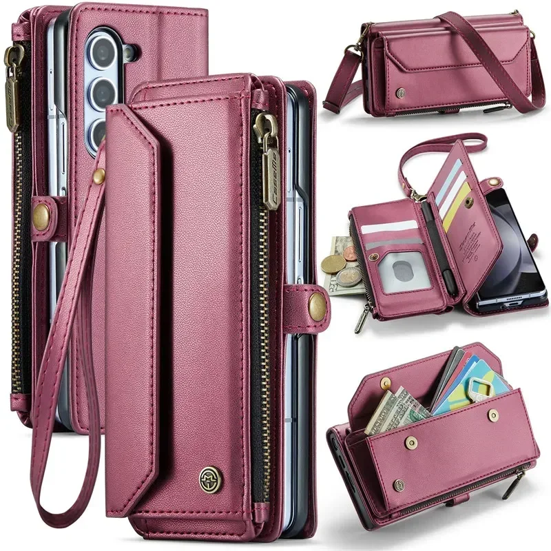 Luxurious Leather Flip Zipper Wallet Card Phone Case Cover