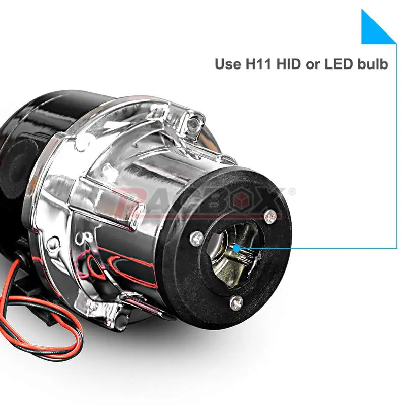 2.5 inch H11 HID Fog Light Bi-xenon PTF Lens High Low Beam Fog Lamp Metal Projec