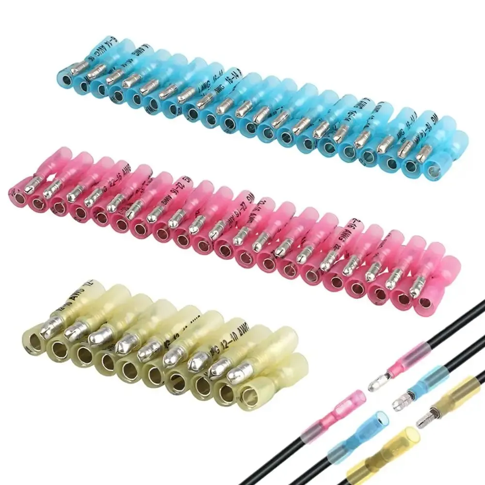 100PCS Heat Shrink Bullet Connectors, Heat Shrink Female & Male Connectors Bullet Terminals, Insulated Waterproof Marine Crimp