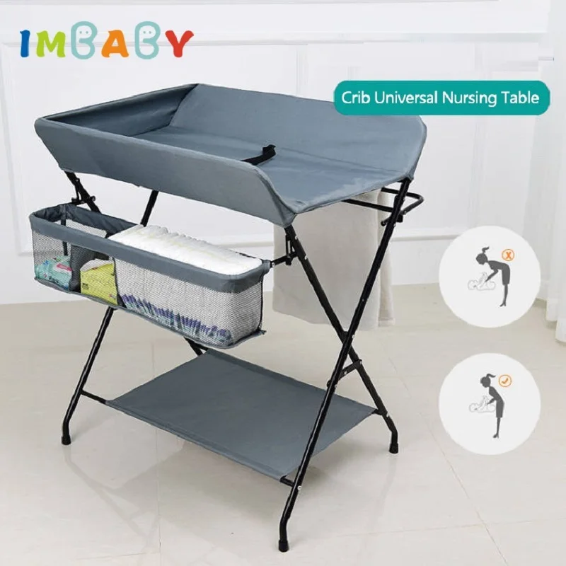 IMBABY Baby Changer Table Foldable Changing Tables 0-24 Months Baby Diaper Changer Table with Set Diaper Replacement