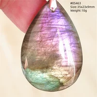 Pendentif en Labrumen Bleu Clair Naturel pour Femme et Homme, Collier de Perles Rectangulaires, Grand Flash, 69x56x10mm, Uto, AA 4