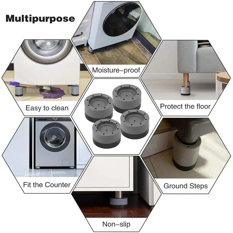 Anti Vibration Pads 4Pcs Rubber Mat Slipstop Silent Universal Washing Machine Refrigerator Support Dampers washer Stand