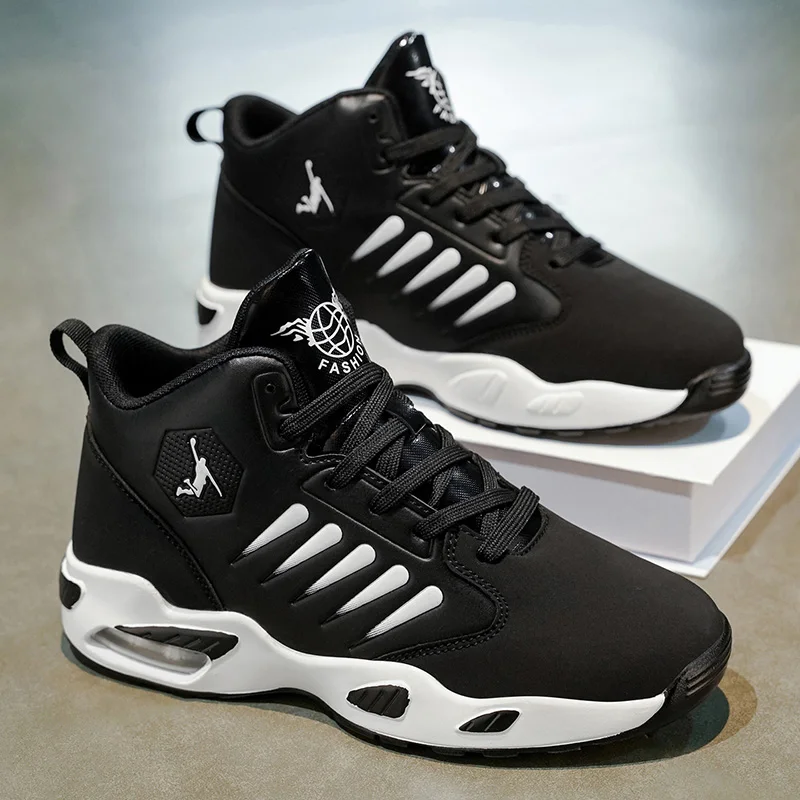 Men's Basketball Shoes - Comfortable Athletic Casual Shoes with Cushioned Rubber Soles, Lace-Up Design Suitable for Gym, Basketball, Jogging - All-Season Performance Shoes, Lightweight for Everyday Wear, Wear-Resistant and Durable