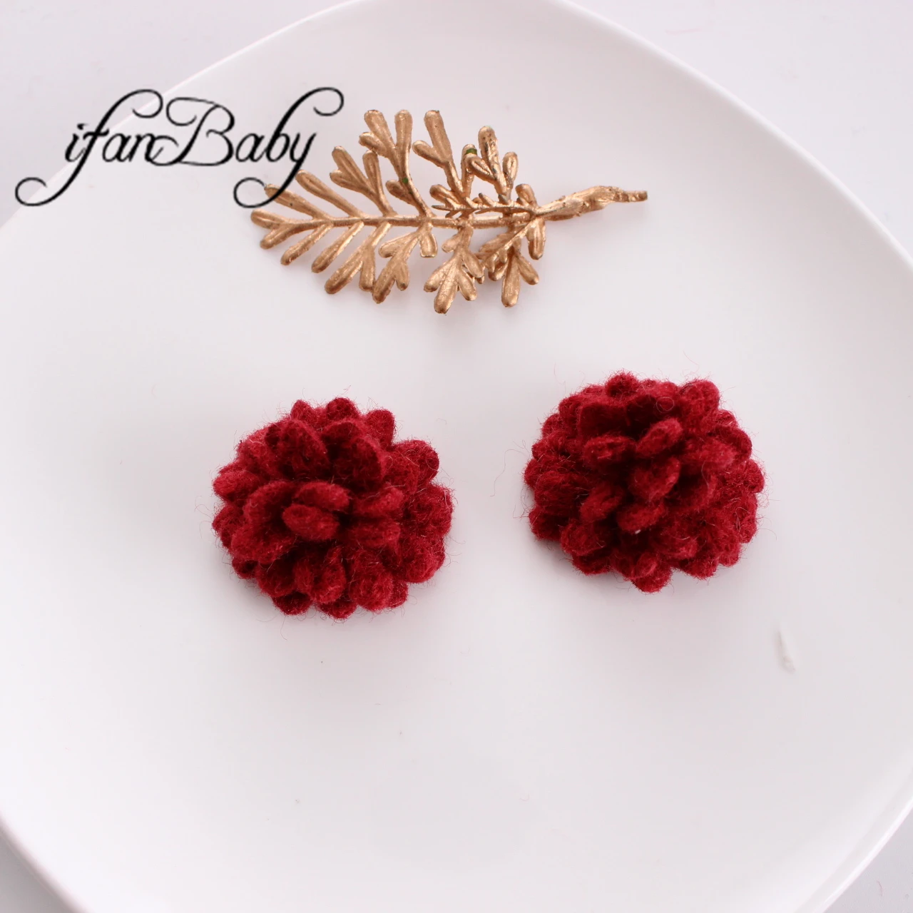 3,8 cm Ball Filz Wolle Haar Blumen weiche koreanische Gänseblümchen Blume DIY handgemachte Haarschmuck Stoff Blumen – Detail 16