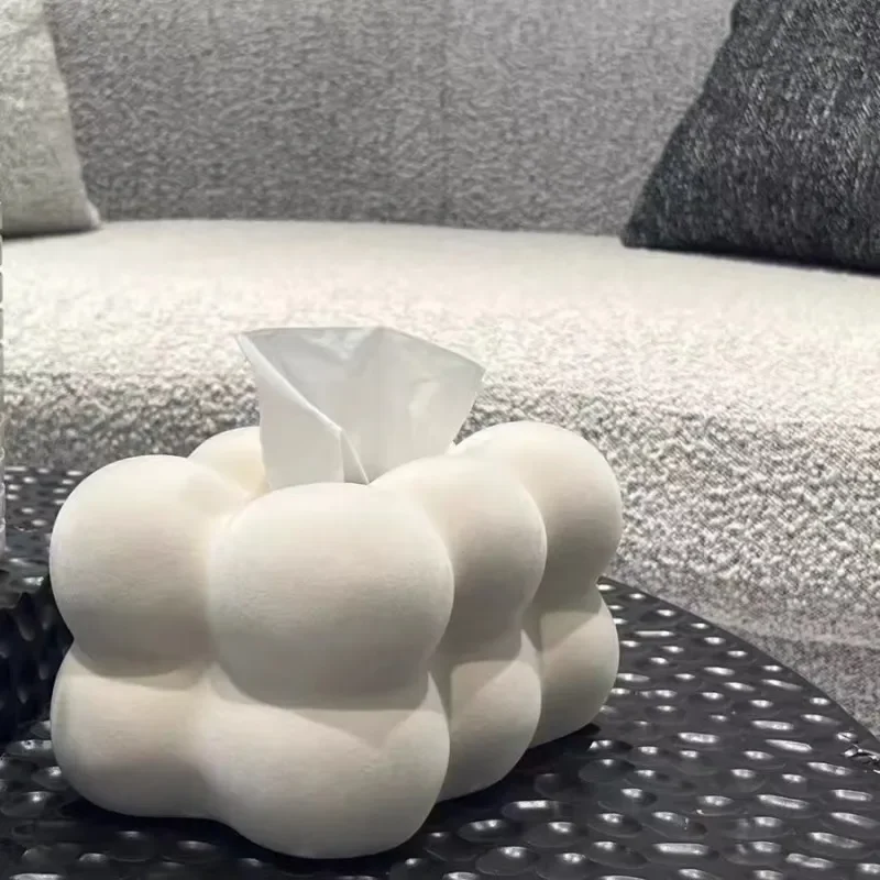 

Marshmallow Suede Tissue Box Korean Style Ball Shape Tissue Case Holder Napkin Storage Holder Nordic Home Living Room Decor Gift