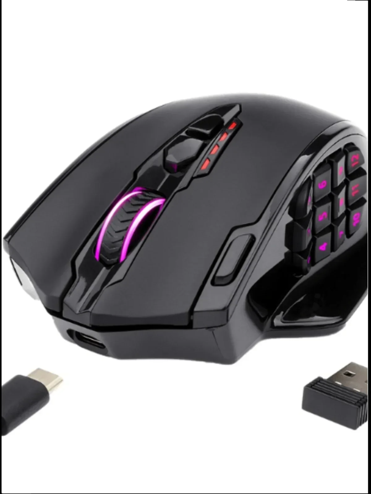 Redragon 무선 듀얼 모드 사이드 키 매크로 마우스, PC 게이머 컴퓨터 선물용, 맞춤형 Rgb 긴 내구성 마우스, M913