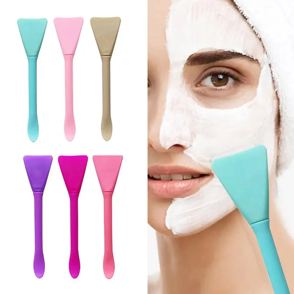 

1pcs Double Head Silicone Facial Mask Brush Face Cleaning Scraper Type Special Brush Beauty Tool Film Daub Mud J6C9
