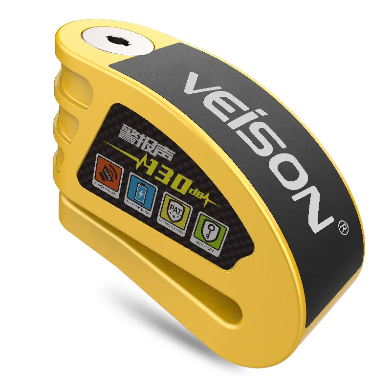 Veison-candado con alarma para motocicleta, candado antirrobo para freno de disco de Moto, sonido de 130DB, recordatorio de seguridad, bolsa de cuerdas