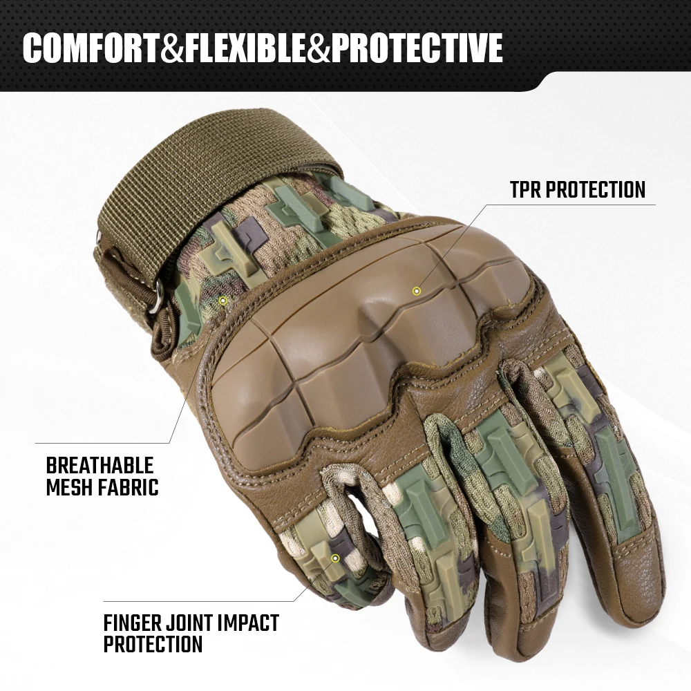 Touch Screen PU Leather Tactical Outdoor Sport Gloves