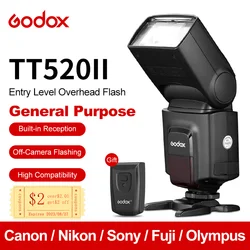 Godox TT520 II Flash TT520II with Build-in 433MHz Wireless Signal + Flash Trigger for Canon Nikon Pentax Olympus DSLR Cameras
