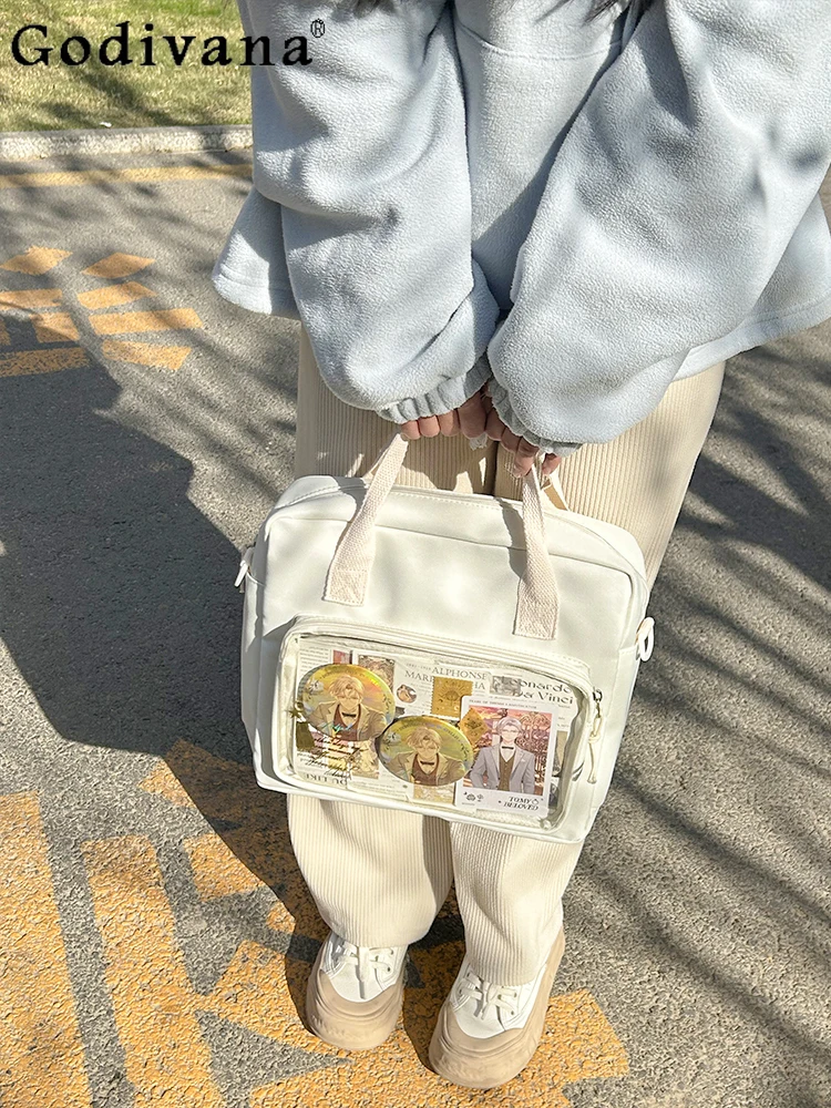 

Fashion Commuter All-Match Women's Shoulder Bag Messenger Bags Japanese Sweet Cute Solid Color Casual Canvas Bags for Ladies