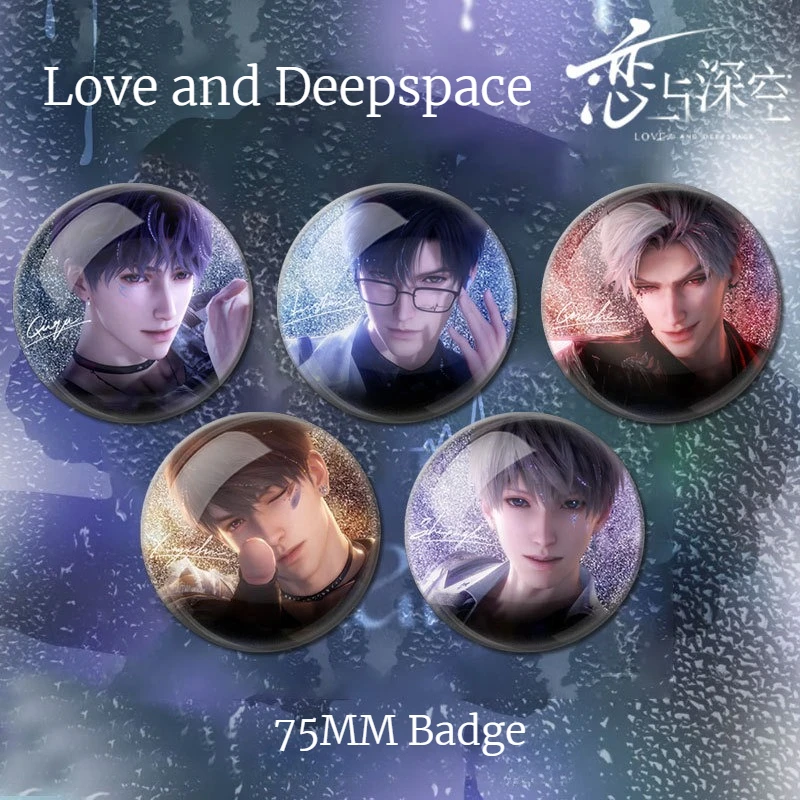 75MM amour et espace profond Sylus Xavier Zayne Rafayel Caleb projecteur Romance scène Badge Anime Cosplay broche broche jeu Fans cadeau